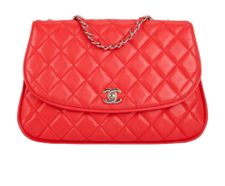 Quilted Single Flap Bag, Leather, Red, 20943910(2014-15), 2*